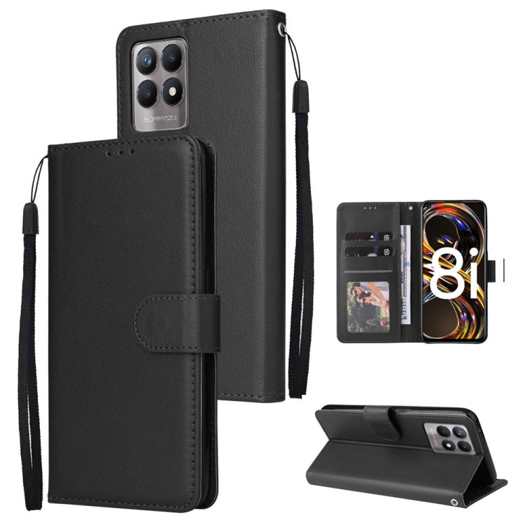Custodia in pelle flip orizzontale multifunzionale con tre slot per schede, For Realme 9i, For Realme 8i, For Realme C21Y / C25Y