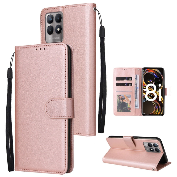 Custodia in pelle flip orizzontale multifunzionale con tre slot per schede, For Realme 9i, For Realme 8i, For Realme C21Y / C25Y