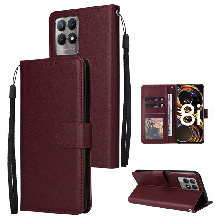 Custodia in pelle flip orizzontale multifunzionale con tre slot per schede, For Realme 9i, For Realme 8i, For Realme C21Y / C25Y