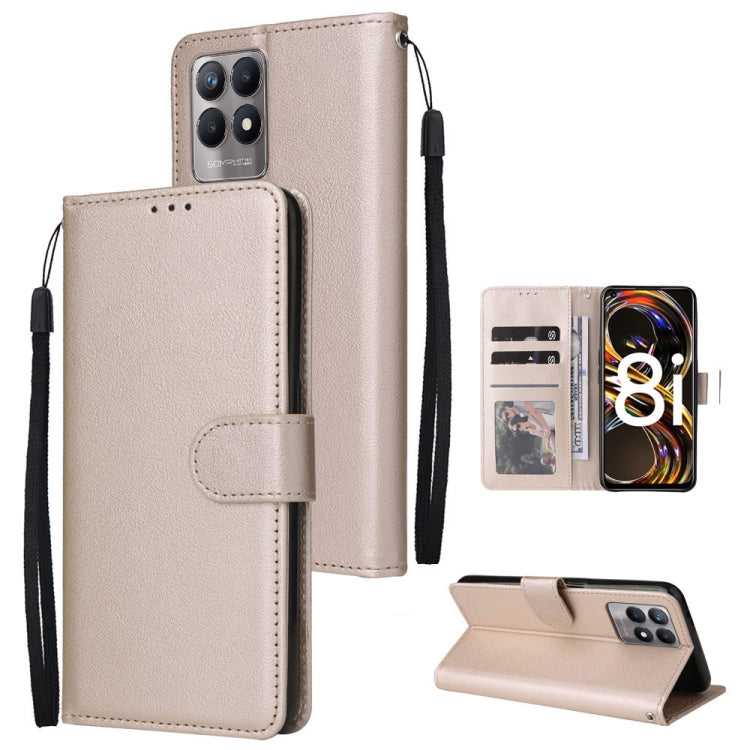 Custodia in pelle flip orizzontale multifunzionale con tre slot per schede, For Realme 9i, For Realme 8i, For Realme C21Y / C25Y