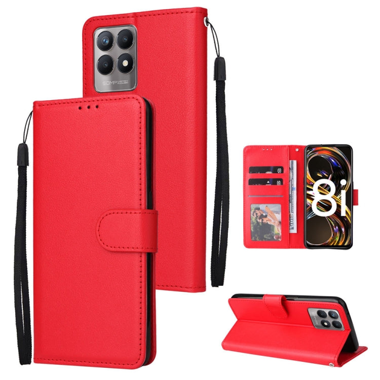 Custodia in pelle flip orizzontale multifunzionale con tre slot per schede, For Realme 9i, For Realme 8i, For Realme C21Y / C25Y