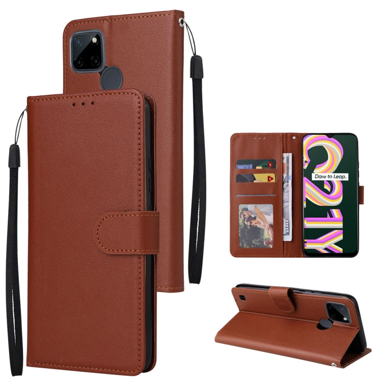 Custodia in pelle flip orizzontale multifunzionale con tre slot per schede, For Realme 9i, For Realme 8i, For Realme C21Y / C25Y