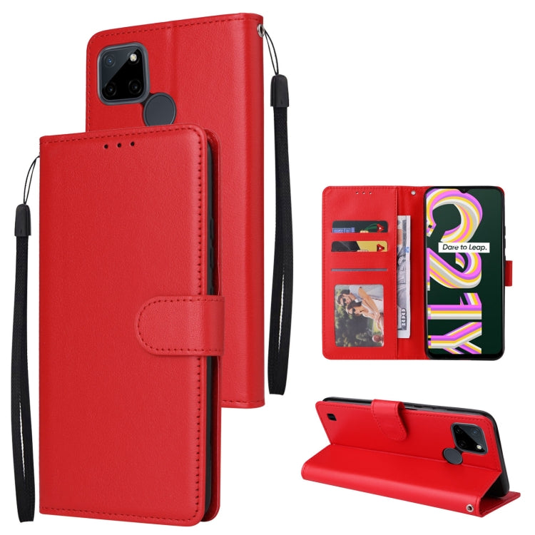 Custodia in pelle flip orizzontale multifunzionale con tre slot per schede, For Realme 9i, For Realme 8i, For Realme C21Y / C25Y