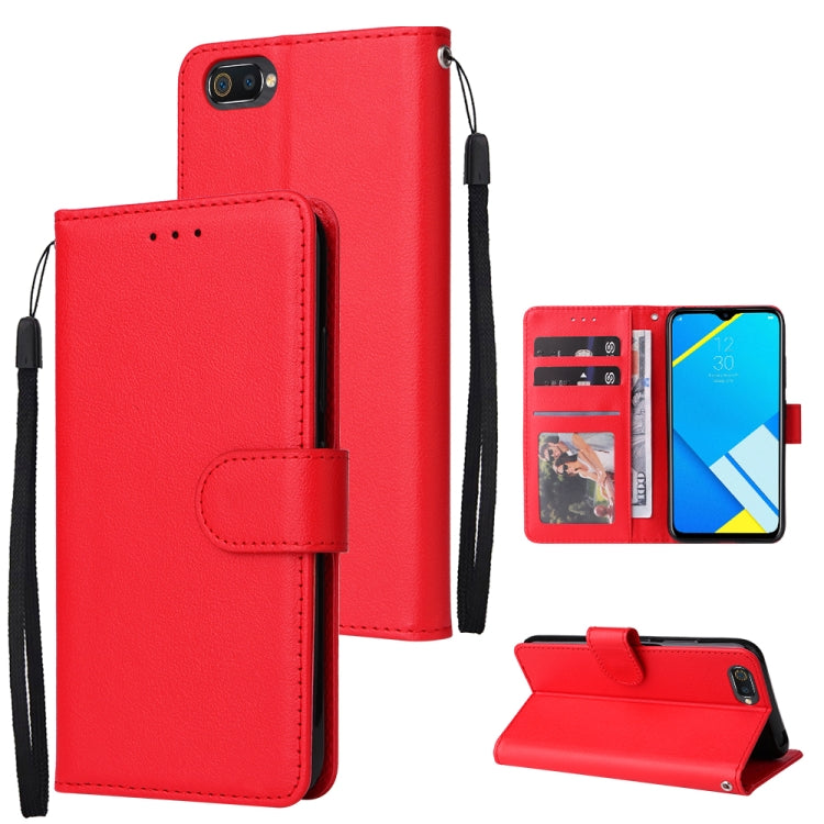 Custodia in pelle flip orizzontale multifunzionale con tre slot per schede, For Realme C2, For OPPO A15 / A15s / A35, For OPPO A5 / A3s / A12e / C1