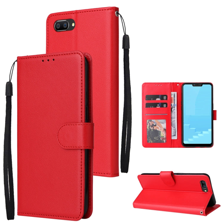 Custodia in pelle flip orizzontale multifunzionale con tre slot per schede, For Realme C2, For OPPO A15 / A15s / A35, For OPPO A5 / A3s / A12e / C1