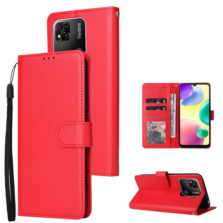 Custodia in pelle flip orizzontale multifunzionale con tre slot per schede, For vivo Y53, For Xiaomi Redmi 10C