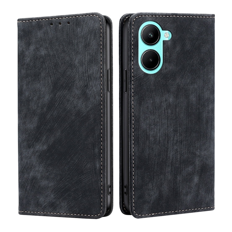 Custodia per telefono in pelle magnetica con spazzola antifurto RFID, For OPPO A17, For Realme C33 4G, For vivo V25 5G/V25e 5G, For vivo Y16 4G/Y02s 4G