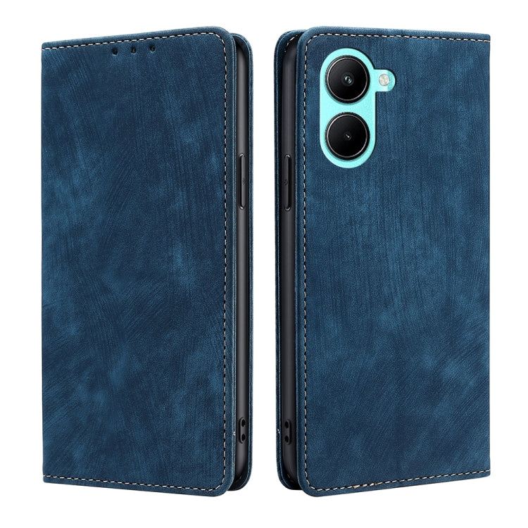 Custodia per telefono in pelle magnetica con spazzola antifurto RFID, For OPPO A17, For Realme C33 4G, For vivo V25 5G/V25e 5G, For vivo Y16 4G/Y02s 4G