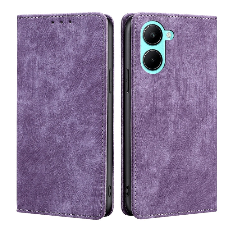 Custodia per telefono in pelle magnetica con spazzola antifurto RFID, For OPPO A17, For Realme C33 4G, For vivo V25 5G/V25e 5G, For vivo Y16 4G/Y02s 4G