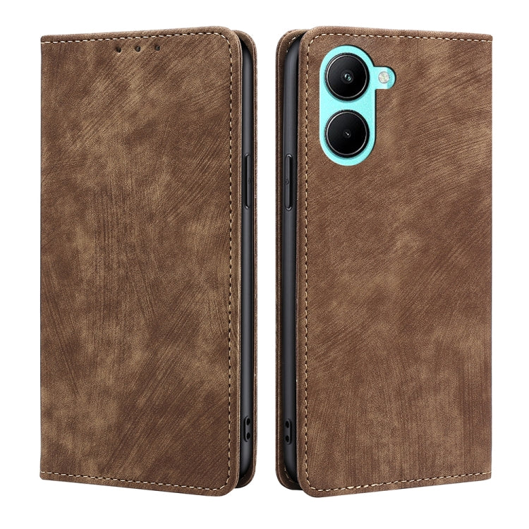 Custodia per telefono in pelle magnetica con spazzola antifurto RFID, For OPPO A17, For Realme C33 4G, For vivo V25 5G/V25e 5G, For vivo Y16 4G/Y02s 4G