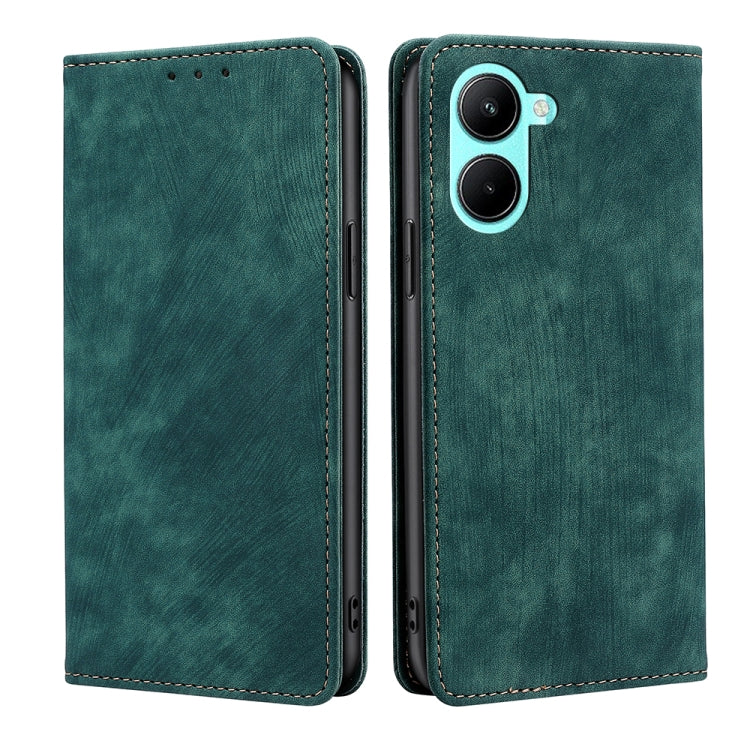 Custodia per telefono in pelle magnetica con spazzola antifurto RFID, For OPPO A17, For Realme C33 4G, For vivo V25 5G/V25e 5G, For vivo Y16 4G/Y02s 4G