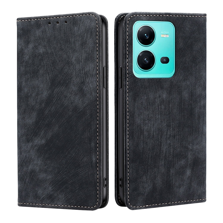 Custodia per telefono in pelle magnetica con spazzola antifurto RFID, For OPPO A17, For Realme C33 4G, For vivo V25 5G/V25e 5G, For vivo Y16 4G/Y02s 4G