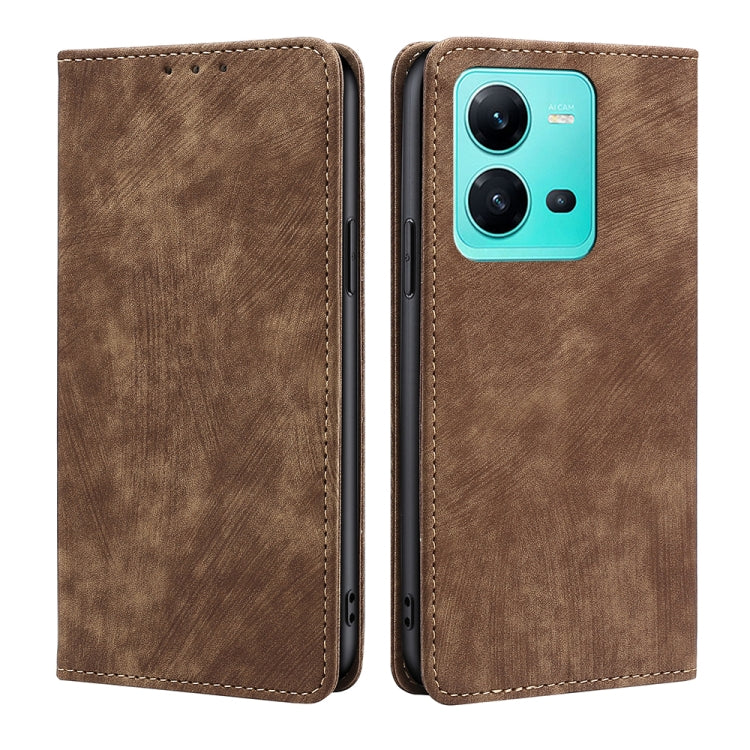 Custodia per telefono in pelle magnetica con spazzola antifurto RFID, For OPPO A17, For Realme C33 4G, For vivo V25 5G/V25e 5G, For vivo Y16 4G/Y02s 4G