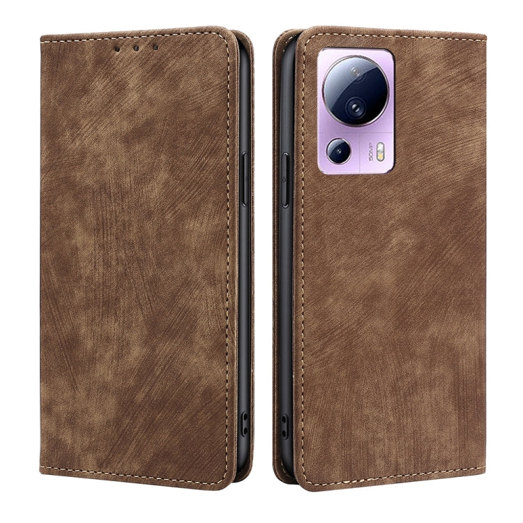 Custodia per telefono in pelle magnetica con spazzola antifurto RFID, For Xiaomi Civi 2 5G, For Xiaomi Poco M5 4G