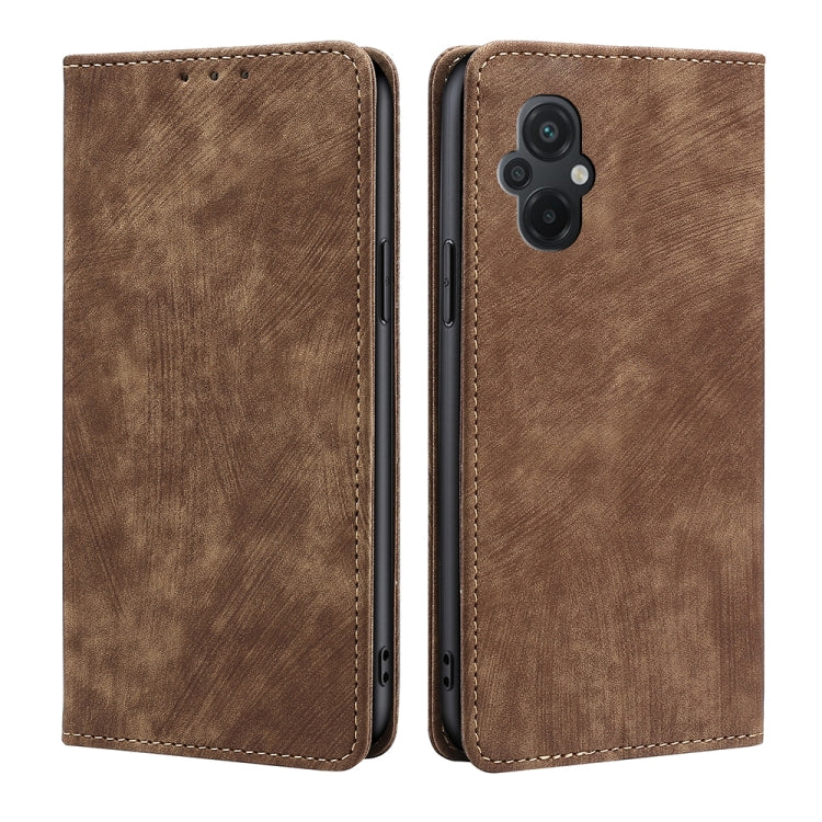 Custodia per telefono in pelle magnetica con spazzola antifurto RFID, For Xiaomi Civi 2 5G, For Xiaomi Poco M5 4G