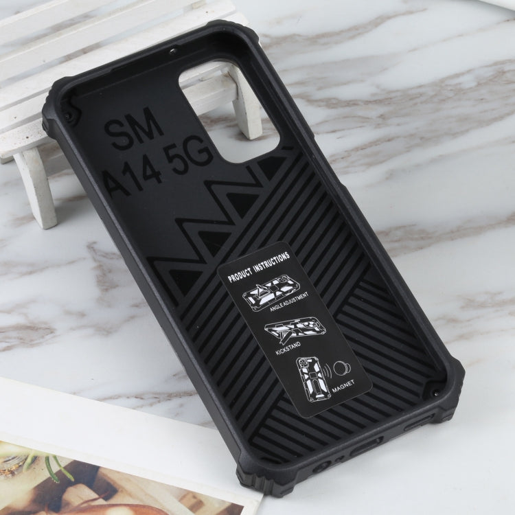 Camouflage Armor Cavalletto TPU + Custodia per telefono magnetica per PC, For Samsung Galaxy A14 5G