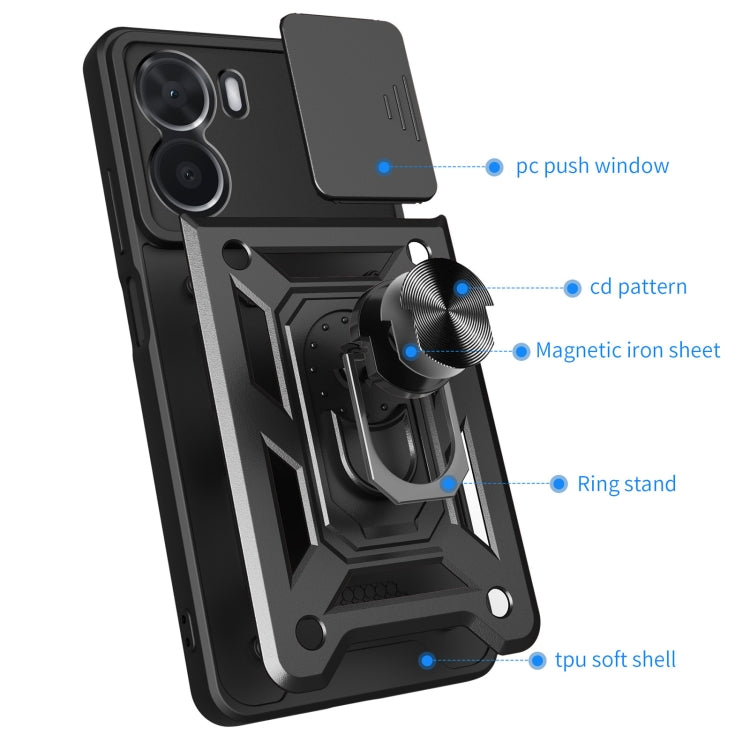 Cover per fotocamera scorrevole Design Custodia per telefono in TPU + PC, For vivo Y16 4G, For vivo Y35 4G, For Samsung Galaxy A14 5G