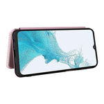 Custodia per telefono in pelle con trama in fibra di carbonio, For Samsung Galaxy A23 4G Global