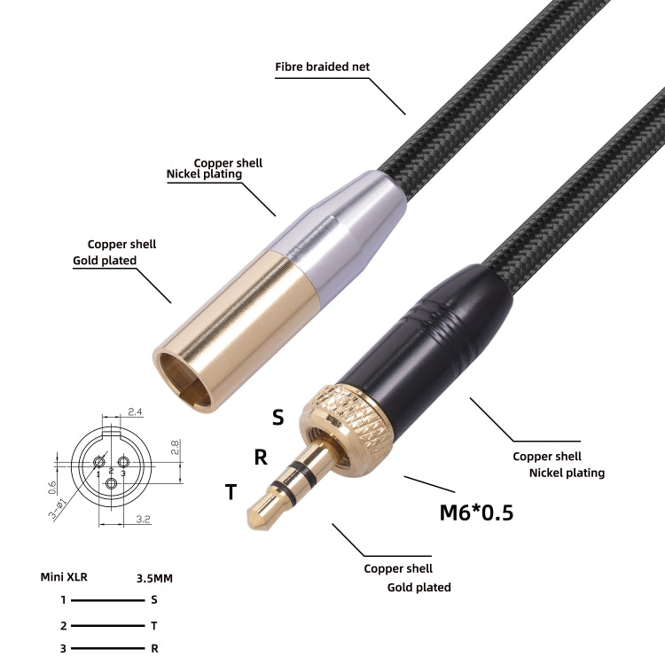 SB419M120-03 3.5mm Male to Mini XLR 3-Pin Male Audio Cable, Length: 30cm, 3.5mm M to Mini XLR M