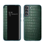 Custodia per cellulare in pelle con finestra in coccodrillo, For Samsung Galaxy S23 5G, For Samsung Galaxy S23+ 5G, For Samsung Galaxy S23 Ultra 5G