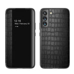 Custodia per cellulare in pelle con finestra in coccodrillo, For Samsung Galaxy S23 5G, For Samsung Galaxy S23+ 5G, For Samsung Galaxy S23 Ultra 5G