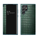 Custodia per cellulare in pelle con finestra in coccodrillo, For Samsung Galaxy S23 5G, For Samsung Galaxy S23+ 5G, For Samsung Galaxy S23 Ultra 5G