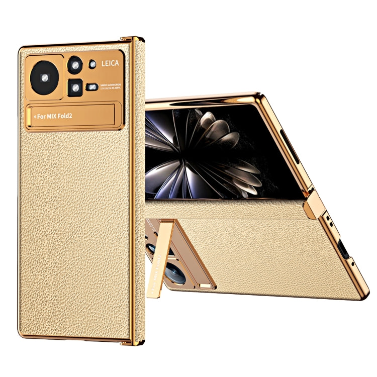 Custodia per telefono in pelle liscia con struttura elettrolitica, For Xiaomi Mix Fold 2
