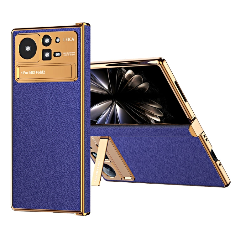 Custodia per telefono in pelle liscia con struttura elettrolitica, For Xiaomi Mix Fold 2