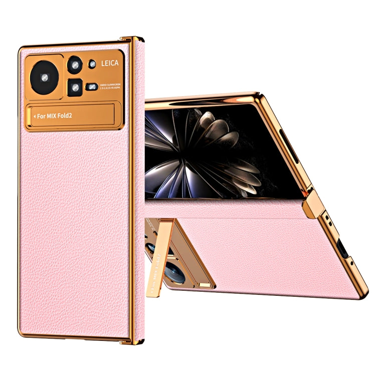 Custodia per telefono in pelle liscia con struttura elettrolitica, For Xiaomi Mix Fold 2