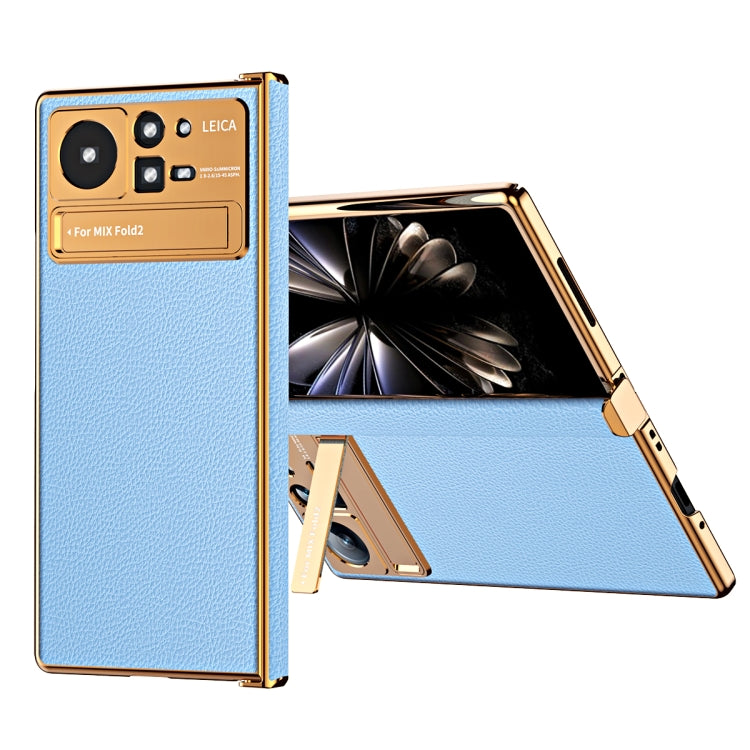 Custodia per telefono in pelle liscia con struttura elettrolitica, For Xiaomi Mix Fold 2