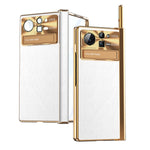 Custodia per telefono pieghevole a doppia cerniera in pelle tinta unita con stilo, For Xiaomi Mix Fold 2