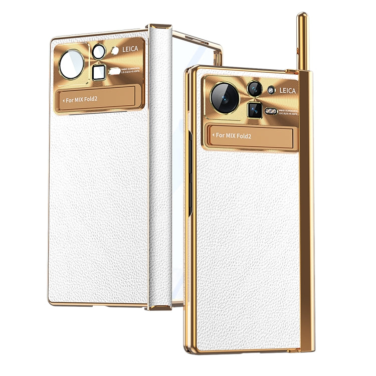 Custodia per telefono pieghevole a doppia cerniera in pelle tinta unita con stilo, For Xiaomi Mix Fold 2