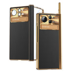 Custodia per telefono pieghevole a doppia cerniera in pelle tinta unita con stilo, For Xiaomi Mix Fold 2