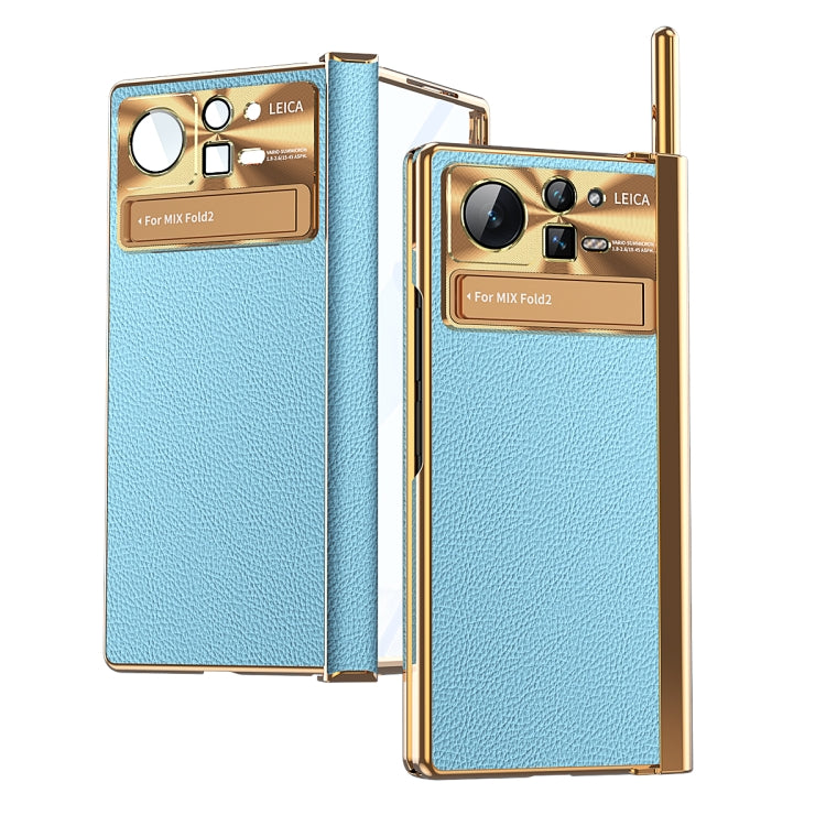 Custodia per telefono pieghevole a doppia cerniera in pelle tinta unita con stilo, For Xiaomi Mix Fold 2