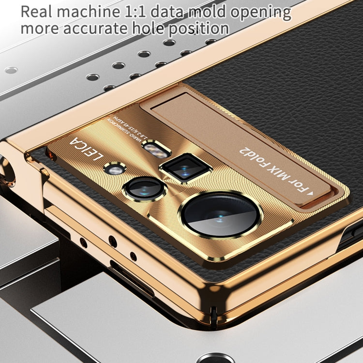 Custodia per telefono pieghevole a doppia cerniera in pelle tinta unita con stilo, For Xiaomi Mix Fold 2