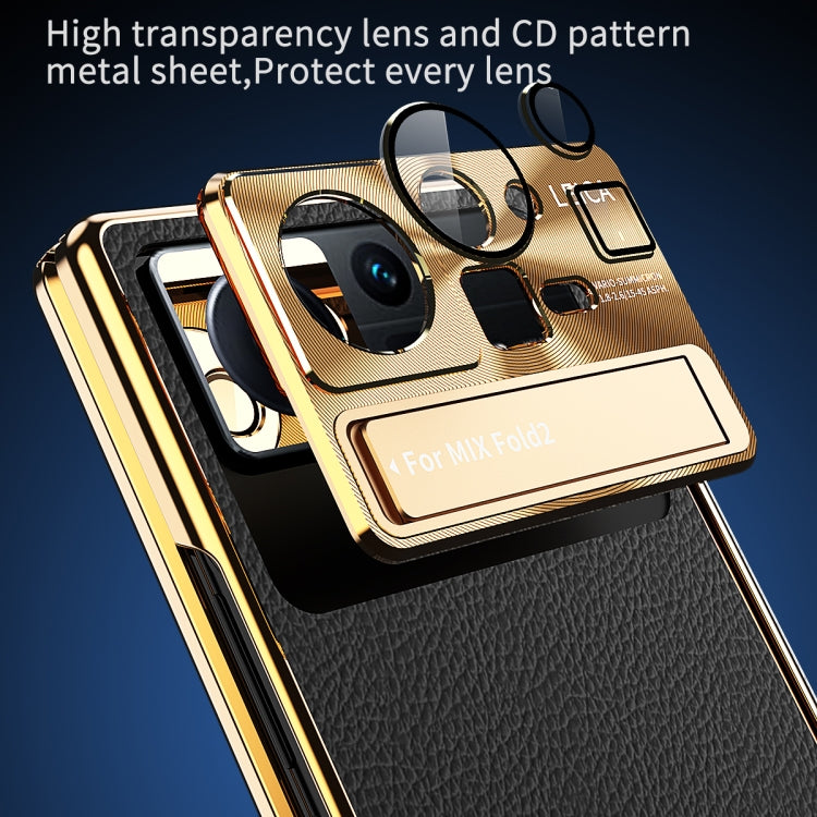 Custodia per telefono pieghevole a doppia cerniera in pelle tinta unita con stilo, For Xiaomi Mix Fold 2
