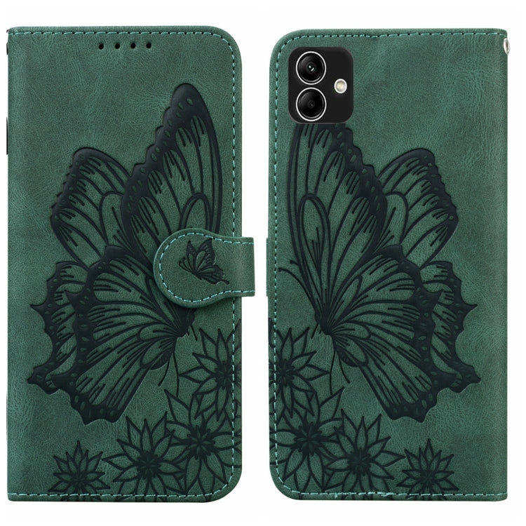 Custodia per telefono in pelle a vibrazione orizzontale con goffratura con farfalle retrò al tatto, For Samsung Galaxy A04, For Samsung Galaxy A14 5G, For Samsung Galaxy A23E, For Samsung Galaxy S23 5G