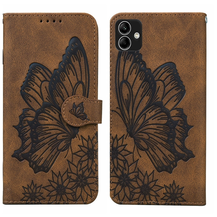Custodia per telefono in pelle a vibrazione orizzontale con goffratura con farfalle retrò al tatto, For Samsung Galaxy A04, For Samsung Galaxy A14 5G, For Samsung Galaxy A23E, For Samsung Galaxy S23 5G