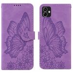 Custodia per telefono in pelle a vibrazione orizzontale con goffratura con farfalle retrò al tatto, For Samsung Galaxy A04, For Samsung Galaxy A14 5G, For Samsung Galaxy A23E, For Samsung Galaxy S23 5G