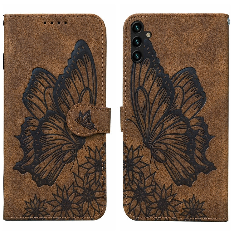 Custodia per telefono in pelle a vibrazione orizzontale con goffratura con farfalle retrò al tatto, For Samsung Galaxy A04, For Samsung Galaxy A14 5G, For Samsung Galaxy A23E, For Samsung Galaxy S23 5G