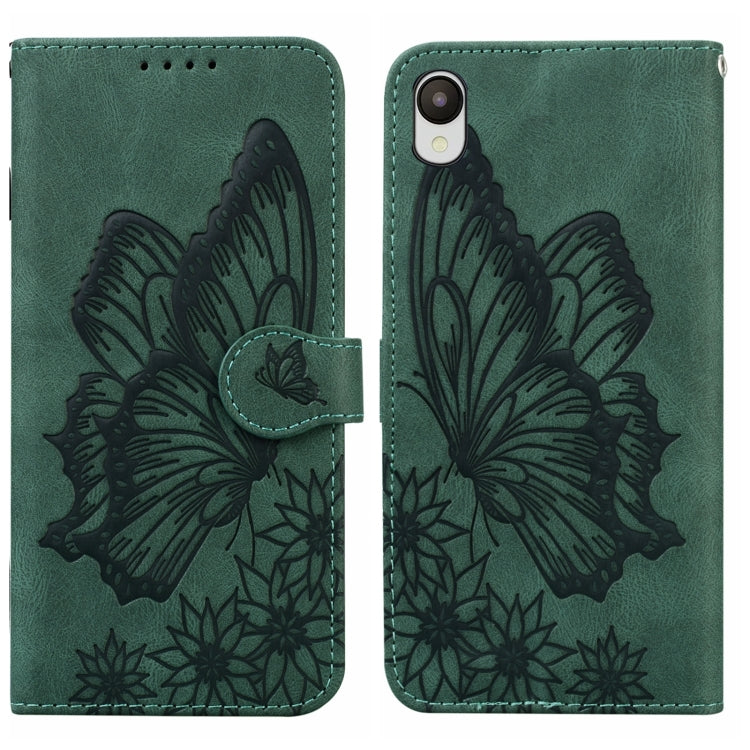 Custodia per telefono in pelle a vibrazione orizzontale con goffratura con farfalle retrò al tatto, For Samsung Galaxy A04, For Samsung Galaxy A14 5G, For Samsung Galaxy A23E, For Samsung Galaxy S23 5G