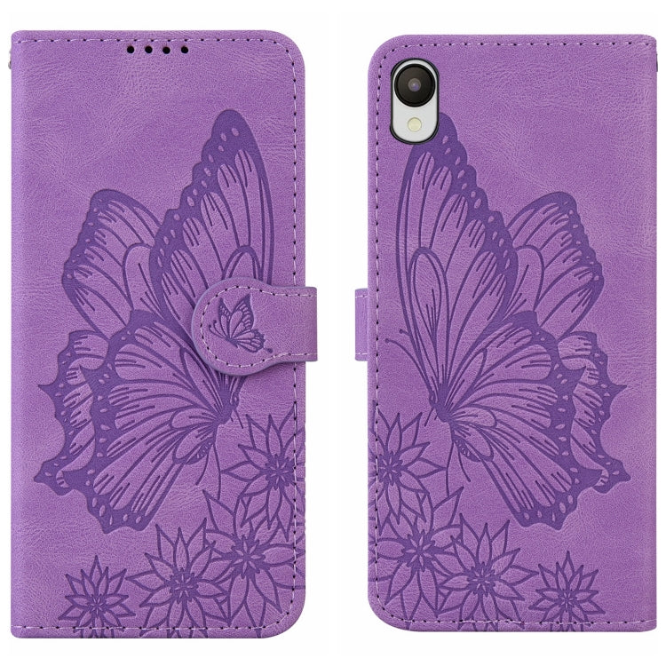 Custodia per telefono in pelle a vibrazione orizzontale con goffratura con farfalle retrò al tatto, For Samsung Galaxy A04, For Samsung Galaxy A14 5G, For Samsung Galaxy A23E, For Samsung Galaxy S23 5G