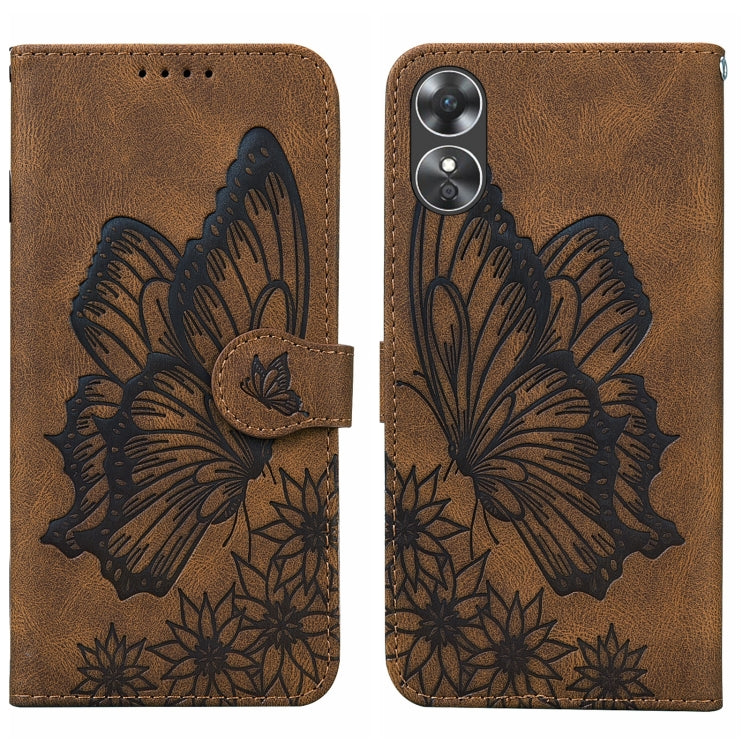 Custodia per telefono in pelle a vibrazione orizzontale con goffratura con farfalle retrò al tatto, For Samsung Galaxy S23+ 5G, For Samsung Galaxy S23 Ultra 5G, For OPPO A17, For OPPO A57 5G