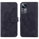 Custodia per telefono in pelle a vibrazione orizzontale con goffratura con farfalle retrò al tatto, For Xiaomi 12T / 12T Pro / Redmi K50 Ultra