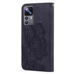 Custodia per telefono in pelle a vibrazione orizzontale con goffratura con farfalle retrò al tatto, For Xiaomi 12T / 12T Pro / Redmi K50 Ultra