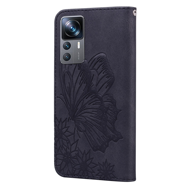 Custodia per telefono in pelle a vibrazione orizzontale con goffratura con farfalle retrò al tatto, For Xiaomi 12T / 12T Pro / Redmi K50 Ultra