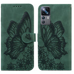 Custodia per telefono in pelle a vibrazione orizzontale con goffratura con farfalle retrò al tatto, For Xiaomi 12T / 12T Pro / Redmi K50 Ultra