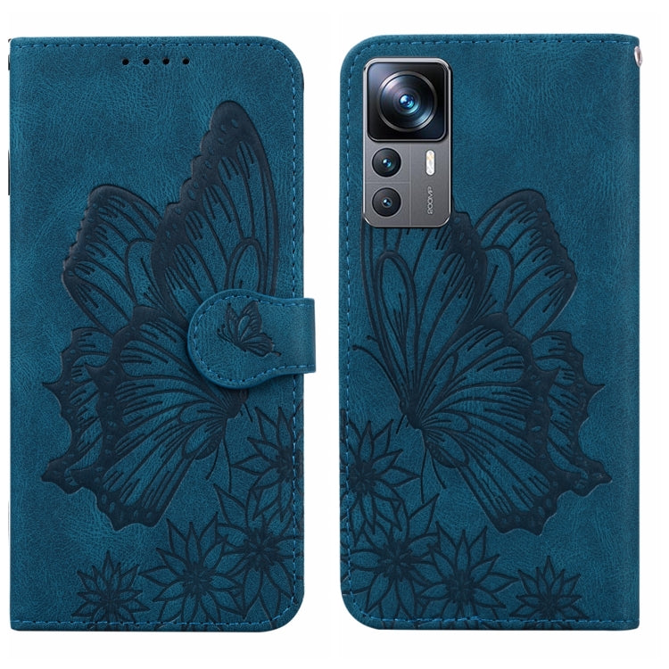 Custodia per telefono in pelle a vibrazione orizzontale con goffratura con farfalle retrò al tatto, For Xiaomi 12T / 12T Pro / Redmi K50 Ultra