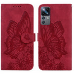Custodia per telefono in pelle a vibrazione orizzontale con goffratura con farfalle retrò al tatto, For Xiaomi 12T / 12T Pro / Redmi K50 Ultra