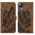 Custodia per telefono in pelle a vibrazione orizzontale con goffratura con farfalle retrò al tatto, For Xiaomi 12T / 12T Pro / Redmi K50 Ultra